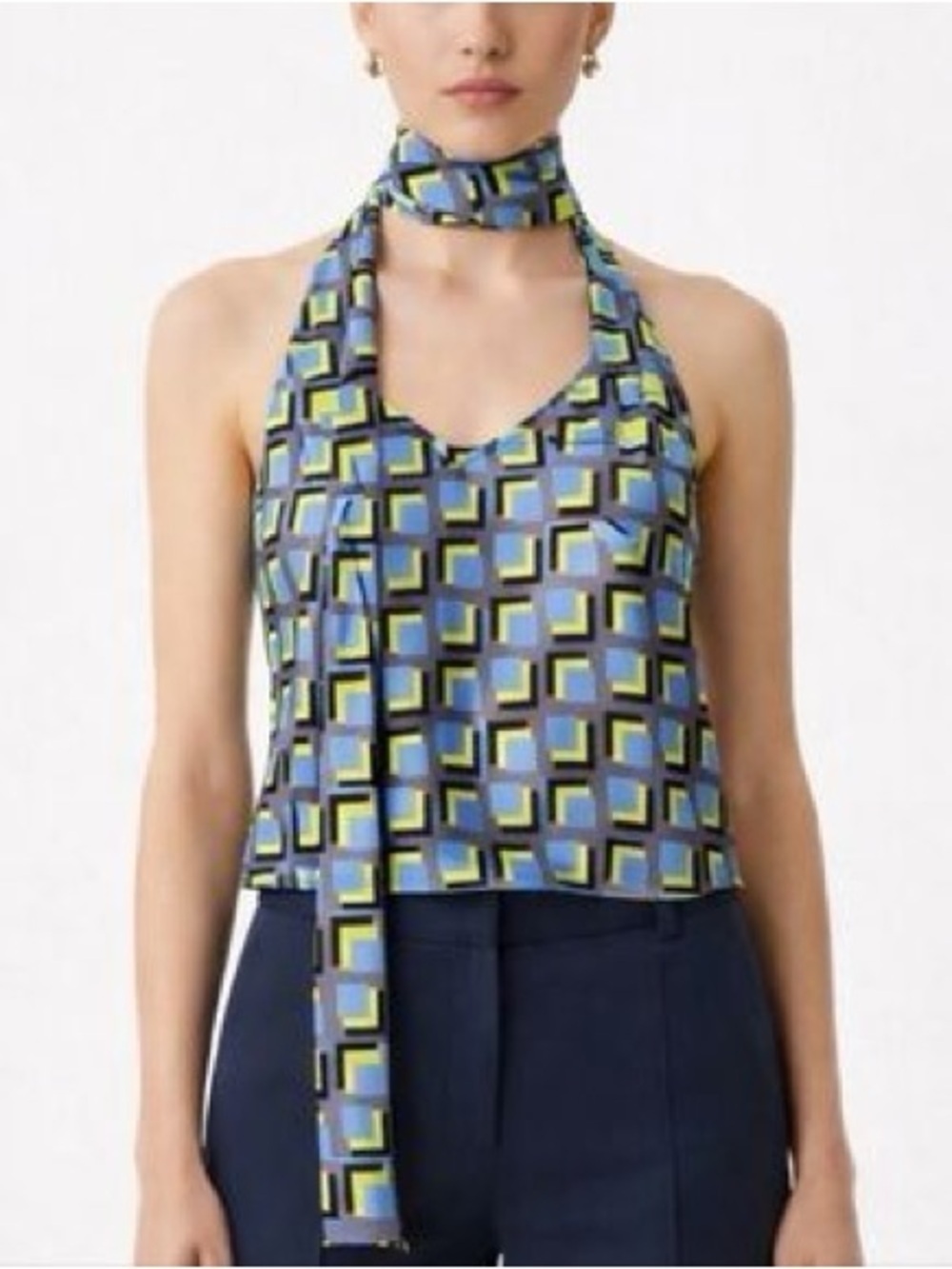 NWT Wildfang The Empower Satin Cami Tank Top Cubic Geo Sz M